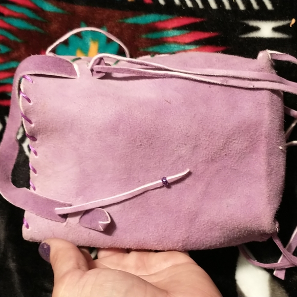 Purple Ombre So Soft Small Leather Bag- riding bag - Picture 2 of 7